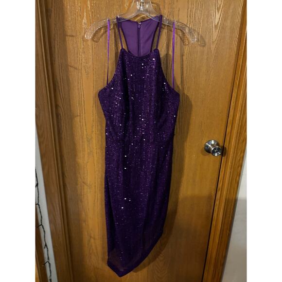 Toccin x RTR women’s Design Collective Sequin Asymmetrical Dress purple (size 8) - Picture 4 of 6